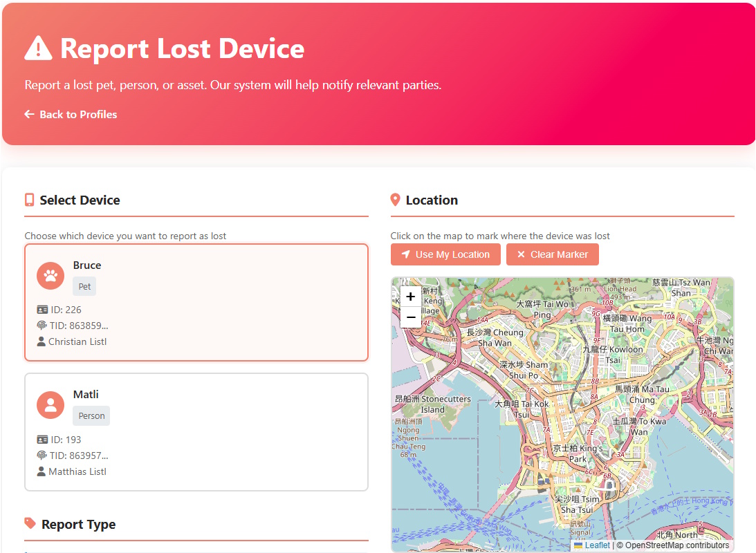 Report Lost Devices